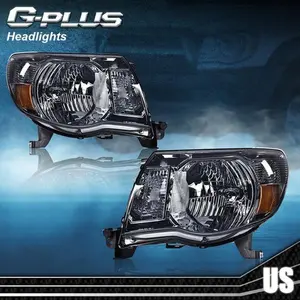 1Pair Fit For 2005-2011 Toyota Tacoma Pickup Smoked/Chrome Headlights Headlamps