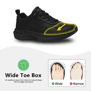 Black wide-toe , waterproof, Ultra-Light & Flexible,Stylishwide-head outdoor trail running shoes, and dirt-resistant,Wide head, suitable for obese individuals suitable for fitness and outdoor sports.Sneakers Lightweight forRunning