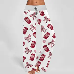 Coquette Pepper Drink Contrast Wide Leg Pants For Women - SHESHOW