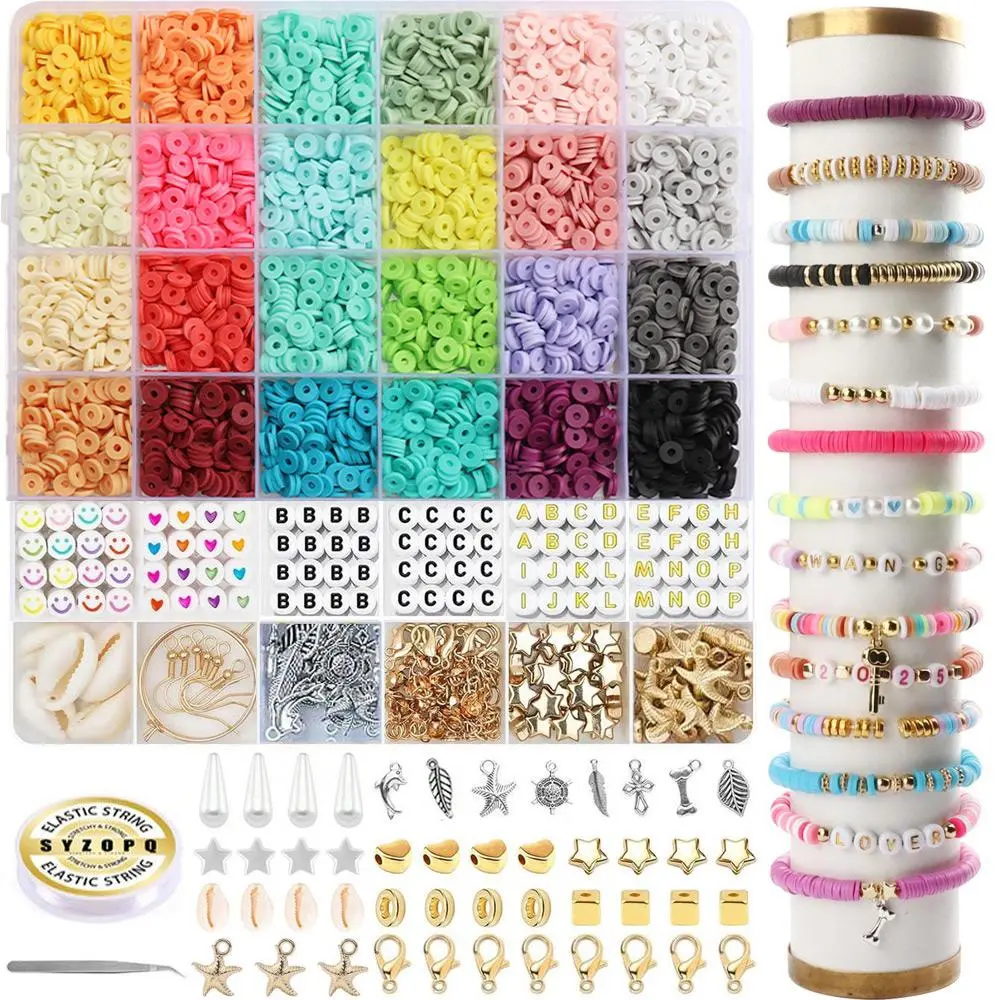 6000pcs Soft Clay Bead Set for Bracelets & Necklaces, Seed Beads, DIY Jewelry Making Supplies, Handmade Craft Accessories, Beading Making, Beaded Set, No Choking Hazard