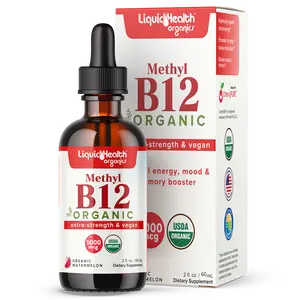 Organic Bariatric Liquid Vitamin B12 - Extra Strength & Vegan 5,000 mcg