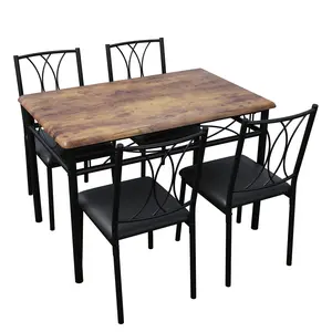 Compact 5-Piece Dining Set for Small Spaces – Rectangular Kitchen Table with 4 Chairs – Rustic Gray or Brown Finish – Perfect for Apartment Dining, Breakfast Nooks, Condos, or Tiny Homes – Modern Dinette Furniture