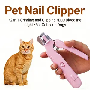 2 in 1 Pet Nail Clipper and Grinder for CatsDogs Stainless Steel Electric Nail Trimmerwith LED Light Safe Quiet