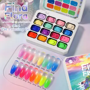 4-in-1 Patting Gel Nail Polish Set - 16 Colors of Pure Cream Gel Palette, Pigmented Colors Suitable for Gradient and Floral Nail Art, Ideal for Salon and Home Use