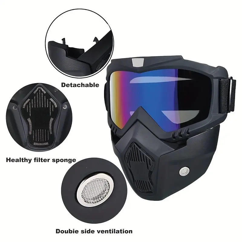 Vintage Harley Motorcycle Mask, Tactical Windproof Breathable Outdoor Riding Face Mask, Adjustable Dustproof Off-Road Motorbike Protective Gear Motocross Gear Goggles, Dirt Bike Gear, Motobike Riders Gear