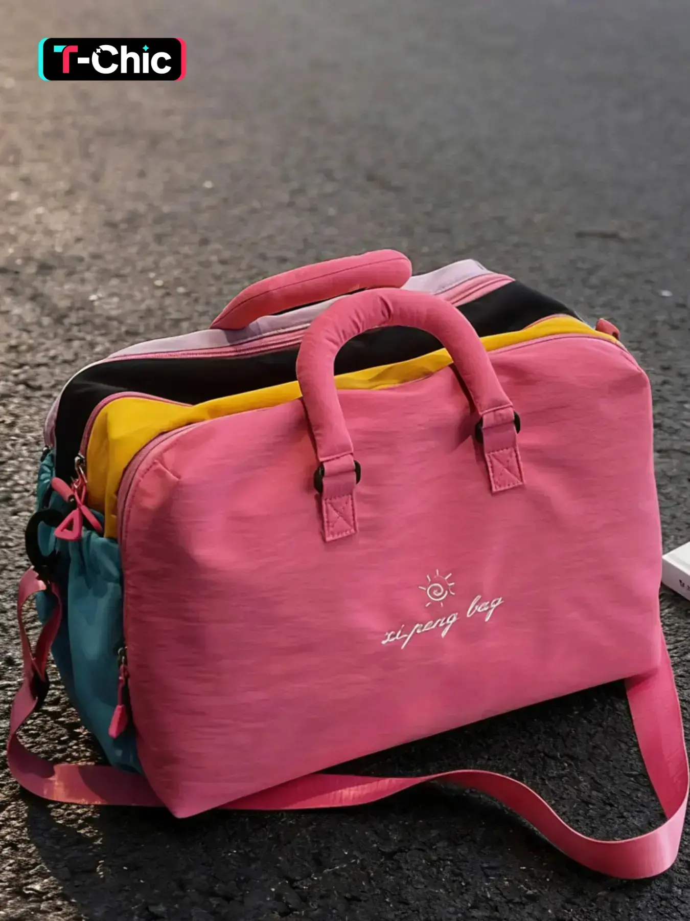 25 Autumn Winter New Dopamine Color Patchwork Luggage Bag Handbag Shoulder Crossbody Bag, Travel Duffels School Gym Bag, Hanging Suitcase, Independent Shoe Compartment, Holiday Gift, Travel Duffle Bag