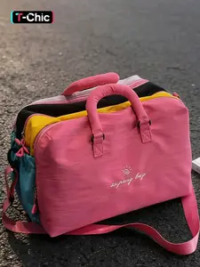 25 Autumn Winter New Dopamine Color Patchwork Luggage Bag Handbag Shoulder Crossbody Bag, Travel Duffels School Gym Bag, Hanging Suitcase, Independent Shoe Compartment, Holiday Gift, Travel Duffle Bag