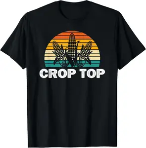100% Cotton Crop Top Corn Funny Maize Corn Lover Farmer Retro T-Shirt