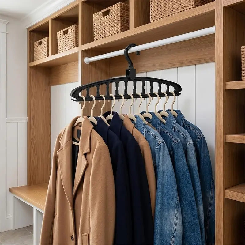 Space Saving Hangers, Clothes Hangers, 11 Holes Sturdy Hanger Clothes Organizer, Wardrobe Storage Hanger for Coats, Closet Organizers and Storage, Space Saver Hangers Organization for Home