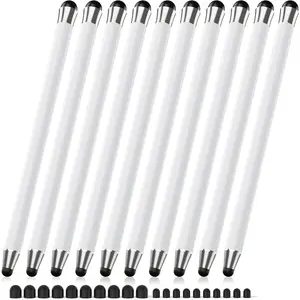 Stylus Pen for Touchscreen 10 count, 2-in-1 High Sensitivity & Precision Stylists pens, Stylus Pen for iPad///Android Tablets and Universal Capacitive Touch Screen (White)