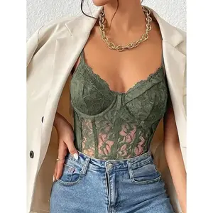 Sexy And Elegant Lace Splicing Net Fabric Three-Dimensional Stripe Wave Christmas Women's Bodysuit.(Sheets)