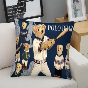 Trendy Teddy Bear Pattern Pillow, 1 Piece Including Pillow Core, Seasonal Decorative Item, Suitable For Sofas, Bedrooms, Cars, Soft And Durable, Daily Holiday Birthday Gifts For Children And Adults