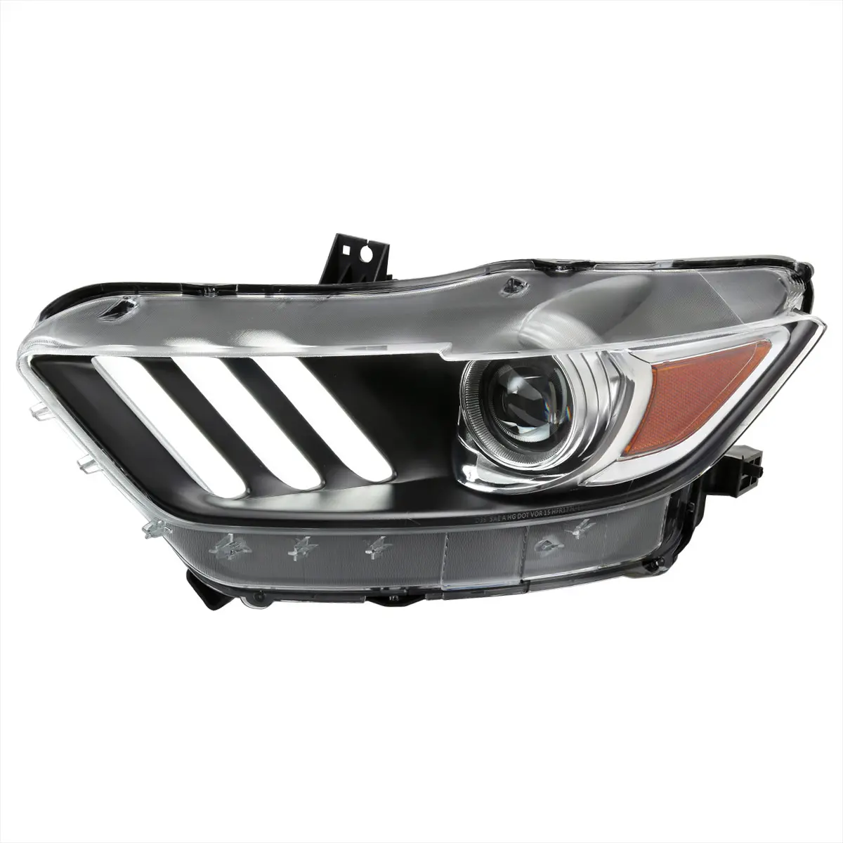 2015-2017 Ford Mustang / 2018-2020 Mustang Shelby LED Strip Xenon HID Projector Headlights - Driver Side Only (Matte Black Housing/Clear Lens)