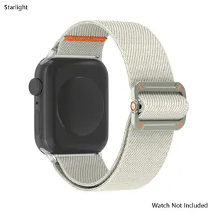 Elastic Nylon Watch Band for Apple Watch Ultra 3/2/1, Rugged Mechanical Square Buckle Sport Loop for iWatch S11/S10/S9/S8/S7/S6/S5/SE, Breathable Adjustable,Backpack-Style,Soft Strap for Men Women (38-49mm), Smart Watch Straps【Watch Not Included】