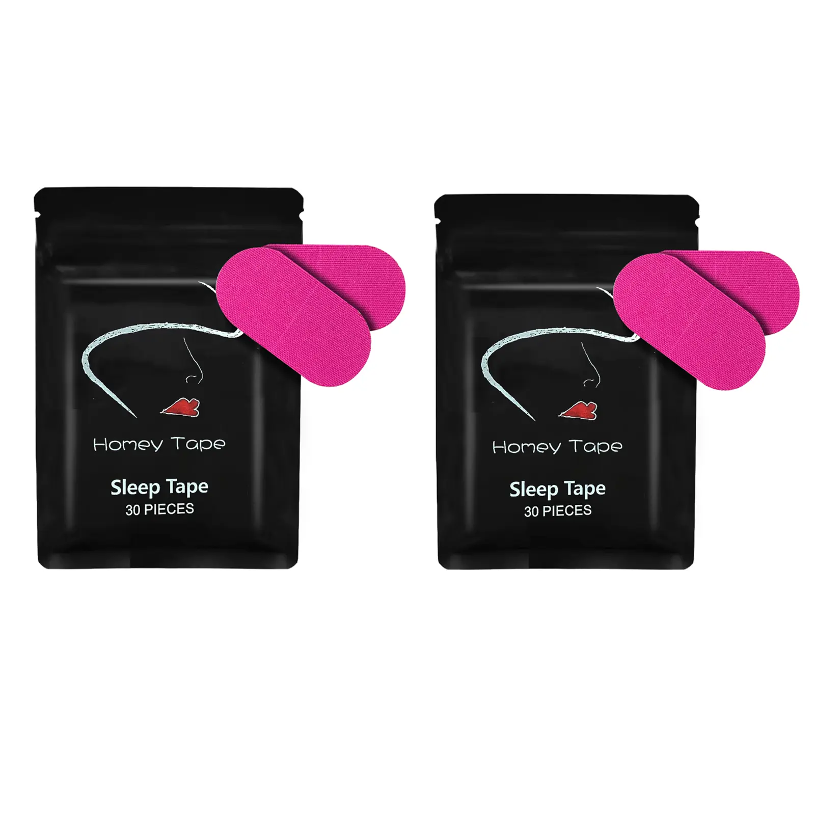 Gentle Cotton Sleep & Sports Mouth Tape - Hypoallergenic for Sensitive Skin, Flexible, Soft, Airy Touch, Easy to Use, 30 Strips (1-Month Supply), Black & Pink, Healthcare Sleep Aid Tool Sleeping Aid Tool