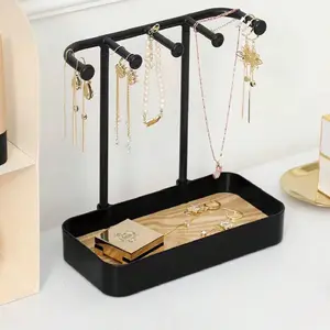 1/2pcs Jewelry Display Rack Organizer for Home, Wooden Necklace Ring Earring Holder, Chic Accessory Storage Stand, Bedroom Storage Organizer