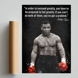 Mike Tyson Poster, Art Discipline Motivational Quotes Wall Decor Mike Tyson Boxing Legend, Product without frame
