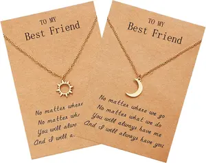 Best Friend Necklace for 2, Sun and Moon Matching Friendship Necklace Jewelry Gifts for BFF Sisters