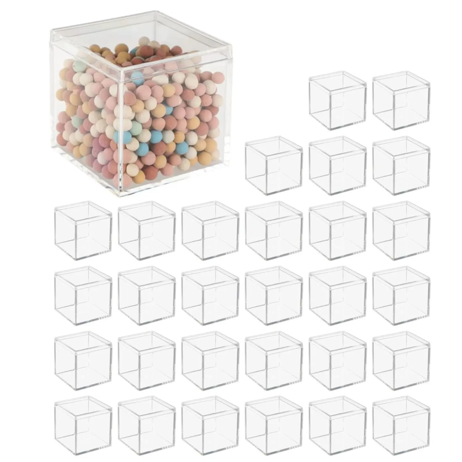 30Pcs Clear Square Acrylic Cube Boxes with Lids, Reusable Small Storage Container, Portable Treat Gift Box for Party Favors, Candy, Jewelry, Tiny Trinkets & Display (2x2x2 Inch) - Home Improvement.