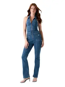 GUESS Female Mia Halter Denim Jumpsuit