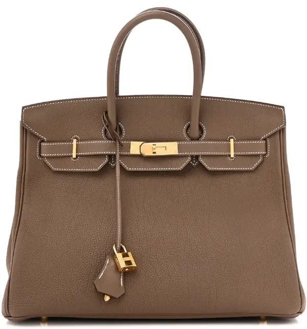 Pre-owned HERMÈS leather Tote bags Birkin 35 Etoupe Togo Gold Hardware　4000045335224