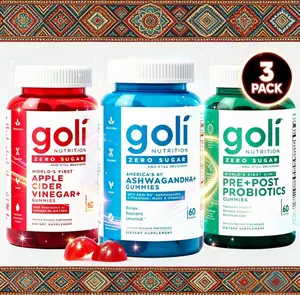 Goli Nutrition Zero Sugar 3 Pack Gummies Bundle | Apple Cider Vinegar, Ashwagandha, Pre+Post Probiotics, Gut Digestion