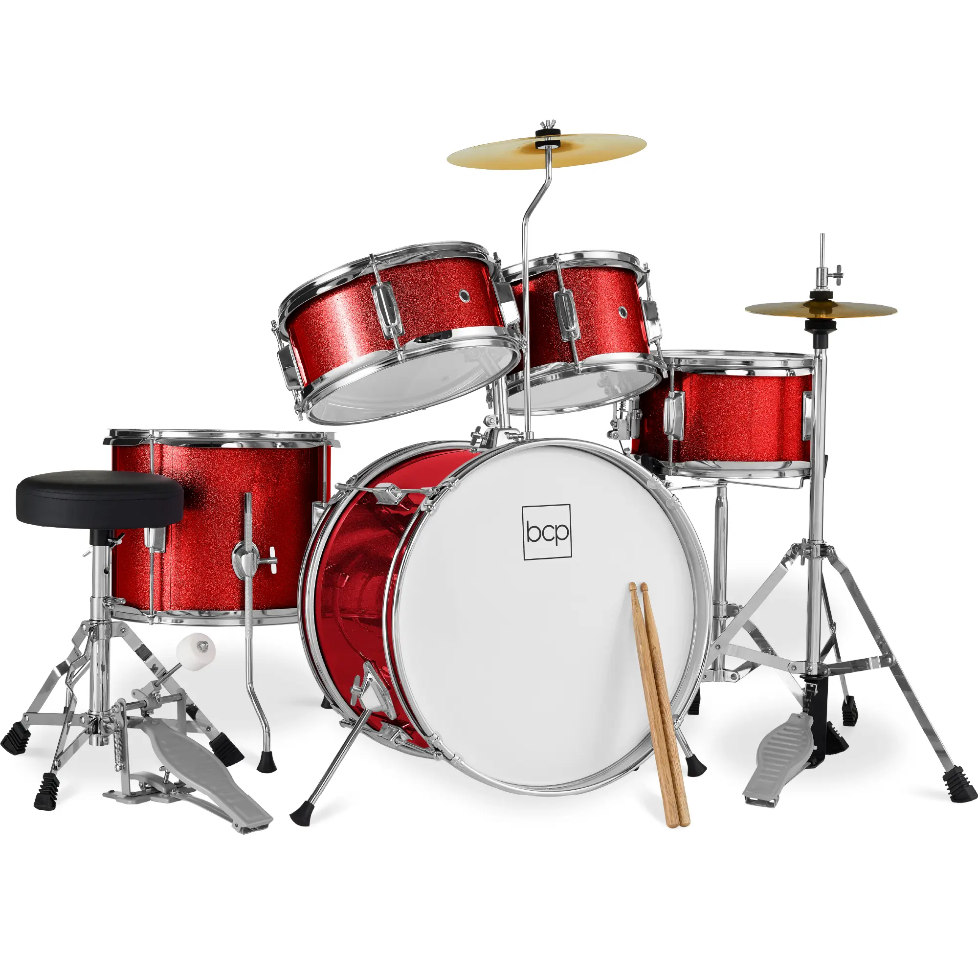 Best Choice Products 5-Piece Kids Beginner Junior Drum Set, Percussion Instrument Starter Kit w/ Stool