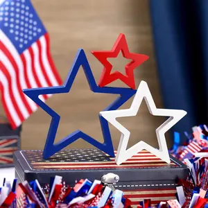 4th of July star decor, patriotic star ornaments, red white blue star decor, table shelf home office decoration