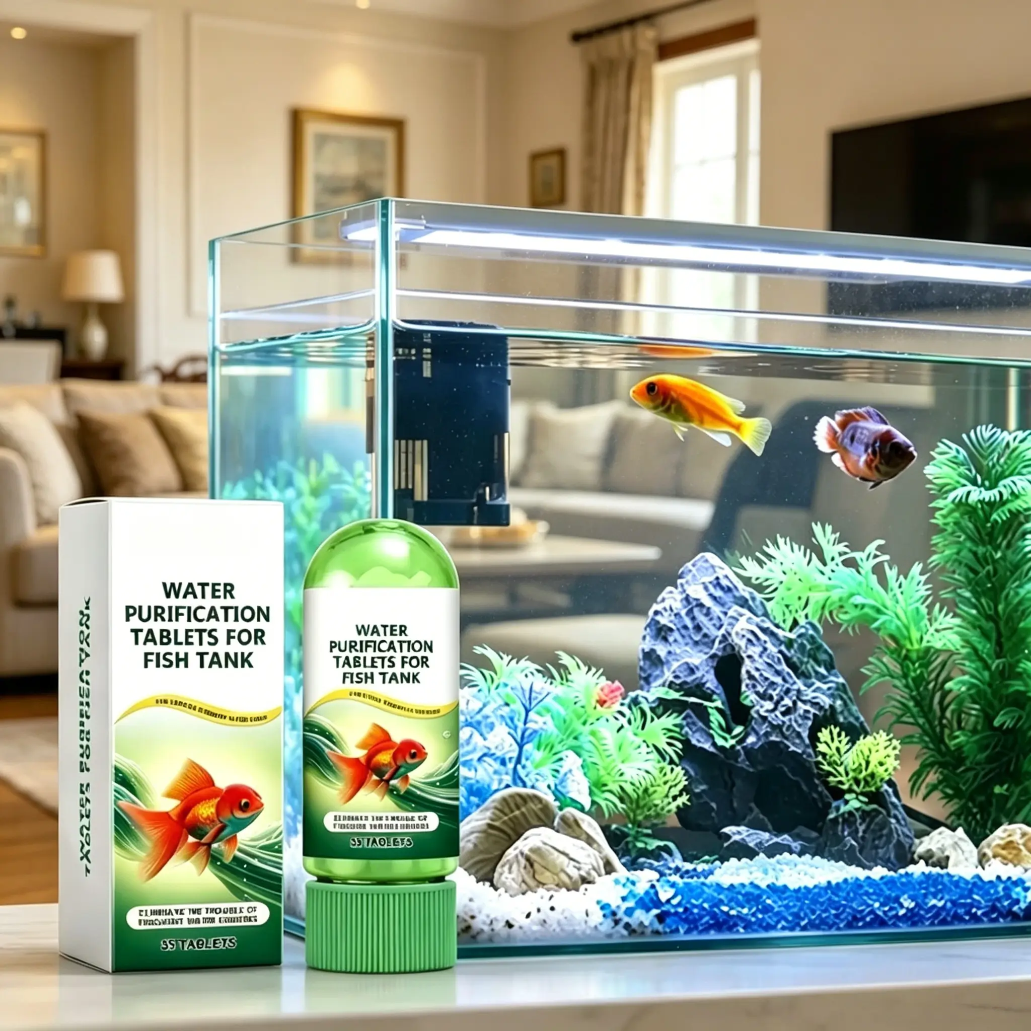 Aquarium Water Purification Tablets, Water Quality Dedicated To Clean Deodorizing Algae Stains Sludge Clear Fish Pond Aquarium Water Purification Tablets for Fish Pond Cleaner Eliminates Cloudy Substances Safely Removes Algae Stains