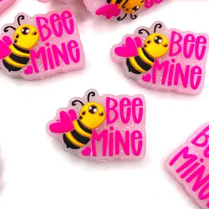 1pc Bee Mine Silicone Focal Beads for Valentine's Day Bead 1pc Bee Mine Silicone Focal Beads for Valentine's Day Bead