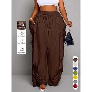 Women's Wide Leg Drawstring Pants – Loose Fit High Waisted Lounge Pants with Pockets, All Season Casual Trousers