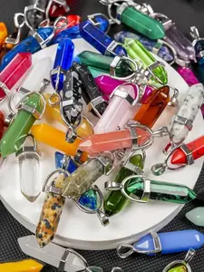 12/24/36pcsNatural Crystal Hexagonal Pendant Necklace Set, Quartz Turquoise Mix, DIY Jewelry Accessories, Perfect Gift for Friends, Christmas Halloween