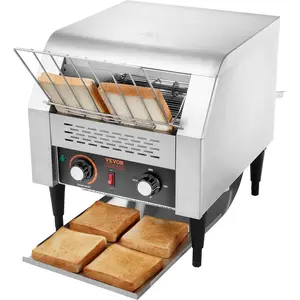 VEVOR Commercial Conveyor Toaster, 300 Slices/Hour Conveyor Belt Toaster, Heavy Duty Stainless Steel Commercial Toaster Oven, Electric Restaurant Commercial Toaster for Toast Bun, Bagel, Bread