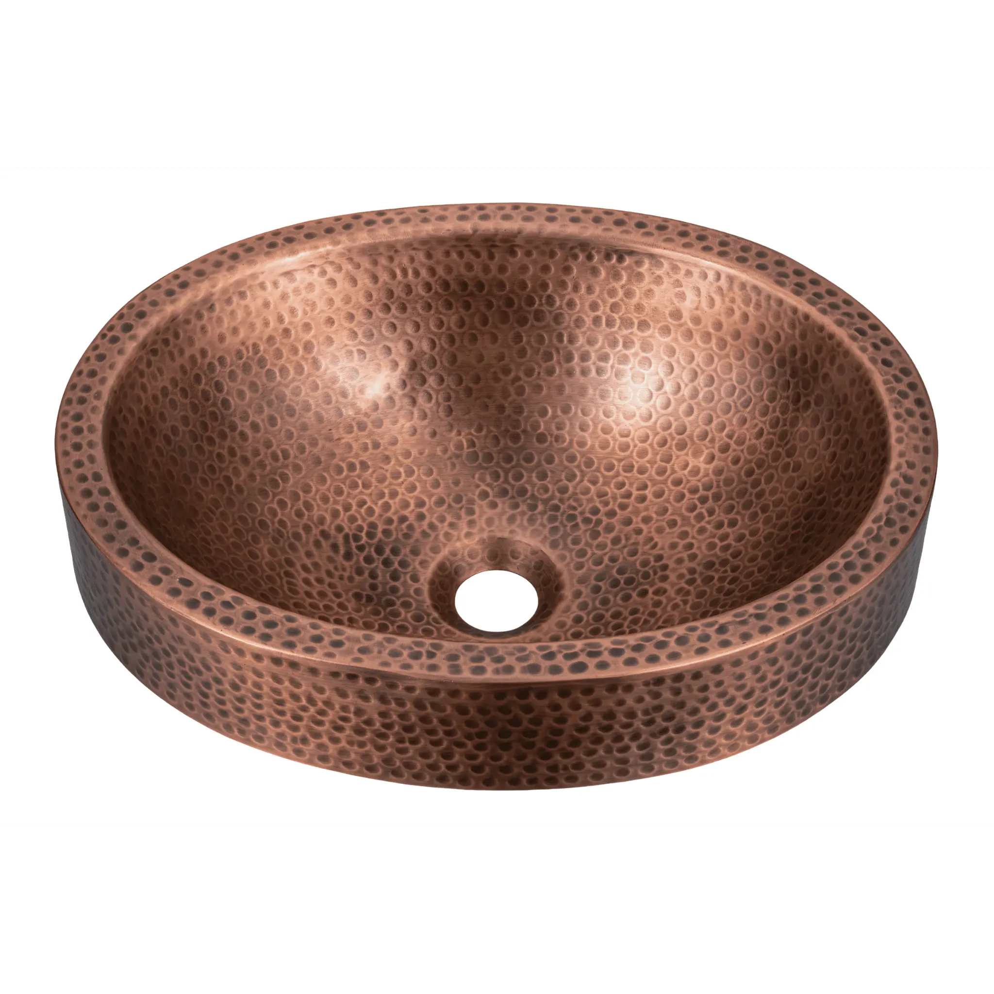 Pure Copper Hand Hammered 17 inch Oval Skirted Bathroom Vanity Sink