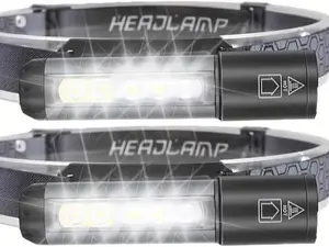 Rechargeable Headlamp Flashlight, Magnetic Base,5LED Bright Headlight White/Red/Green/UV Light 7 Modes, Waterproof Lightweight Head Lamp for Outdoor Camping Running Fishing Hiking