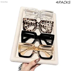 2026 New 4-Pack Unisex Trendy Leopard & Ombre Gradient Sunglasses, Polarized Windproof Reflective Eyewear for Men & Women, Lightweight Casual Fashion Accessory, Ideal for Everyday Use, Outdoor Activities & Streetwear Styling