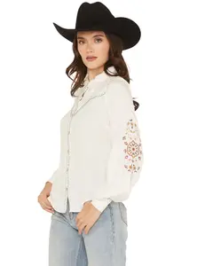 Shyanne Women's Embroidered Long Sleeve Snap Western Shirt - Swsu25w81-Wht