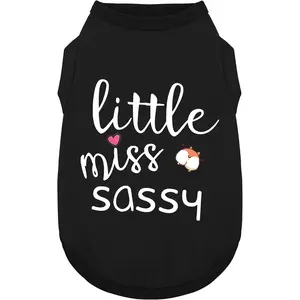 Paiaite Dog Clothes Fashionable Sleeveless Pet Vest: 'Little Miss Sassy' Printed Cotton Dog Shirt, Ideal for Small, Medium, and Large Breeds, Ensuring Comfort and Breathability Black M Paiaite