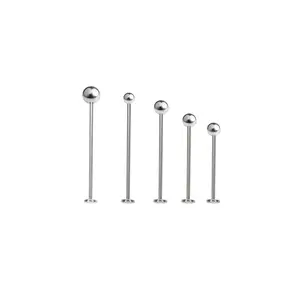 Surgical Steel Extra Long Dimpled Cheek Labret 16 & 14 Gauge - Each