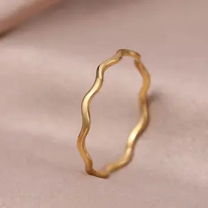 Minimalist Sea Wave Rings Light Luxury Elegant Fashion Couple Rings For Women Jewelry Wedding   Gifts
