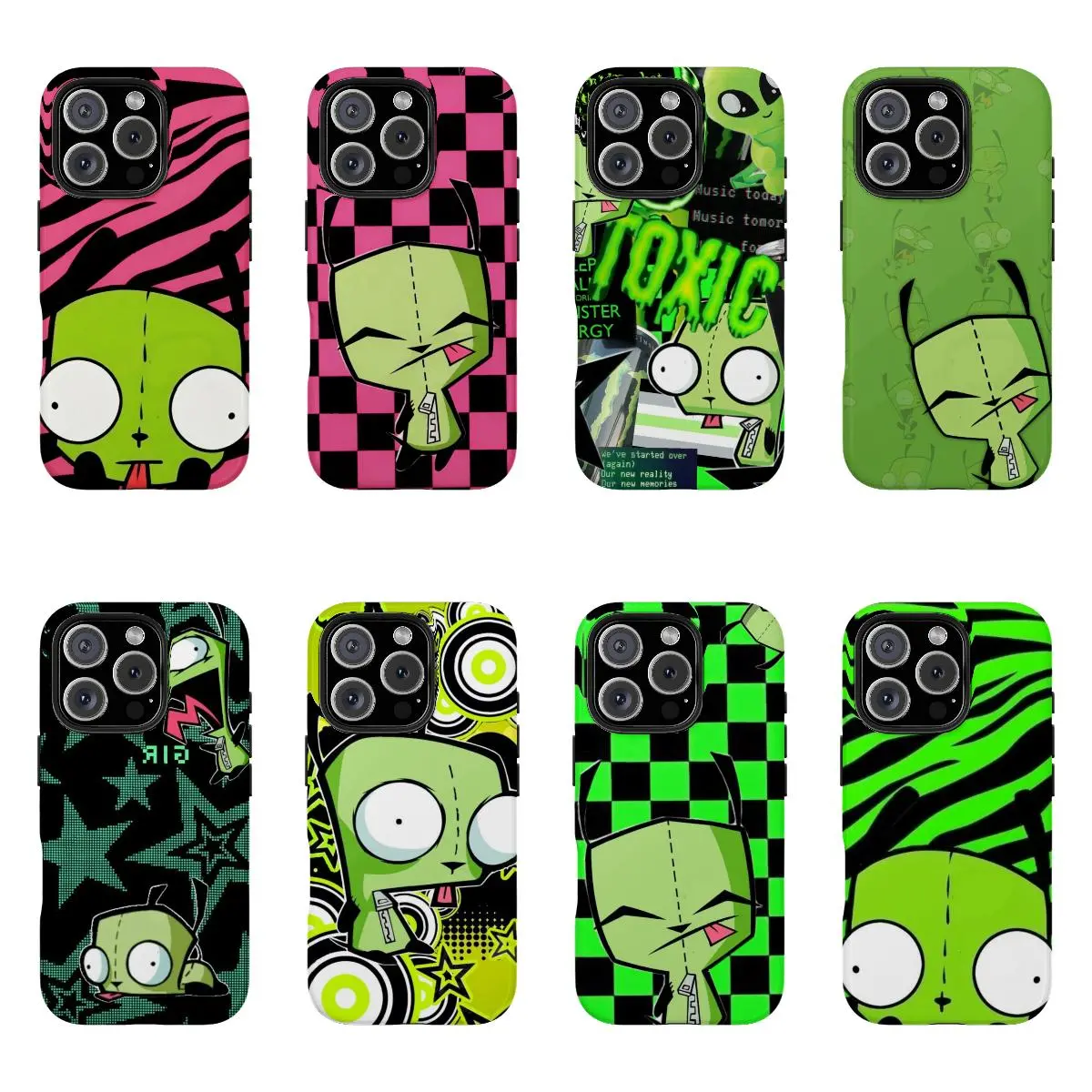 Y2k Kawaii EmO Z0mble Phone Case Phone Case l Pink Black Polka Dot Skull PatternProtective Cover For iPhone 11 12 13 14 15 16 17Pro Max For Samsung S26 S25 S24 S23 S22-Gift Ideas For Her/Him Slim Stripe