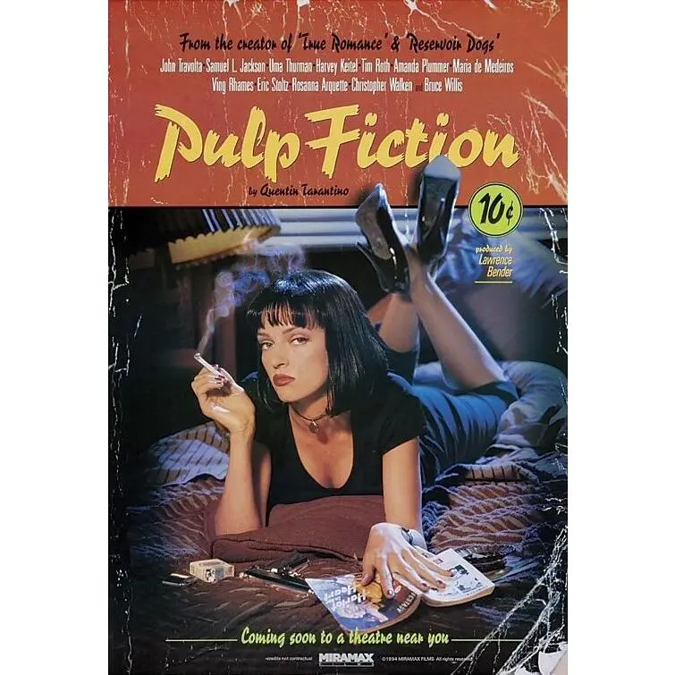 Pulp Fiction Movie Glossy Wall Print, 24"x36" Home Decor Poster, Artistic