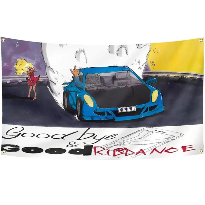 Juic 3x5Ft Flag Tapestry Hip Hop Rapper Goodbye and Good Riddance for Wall Hanging College Dorm Decoration Indoor Home Bedroom Banner
