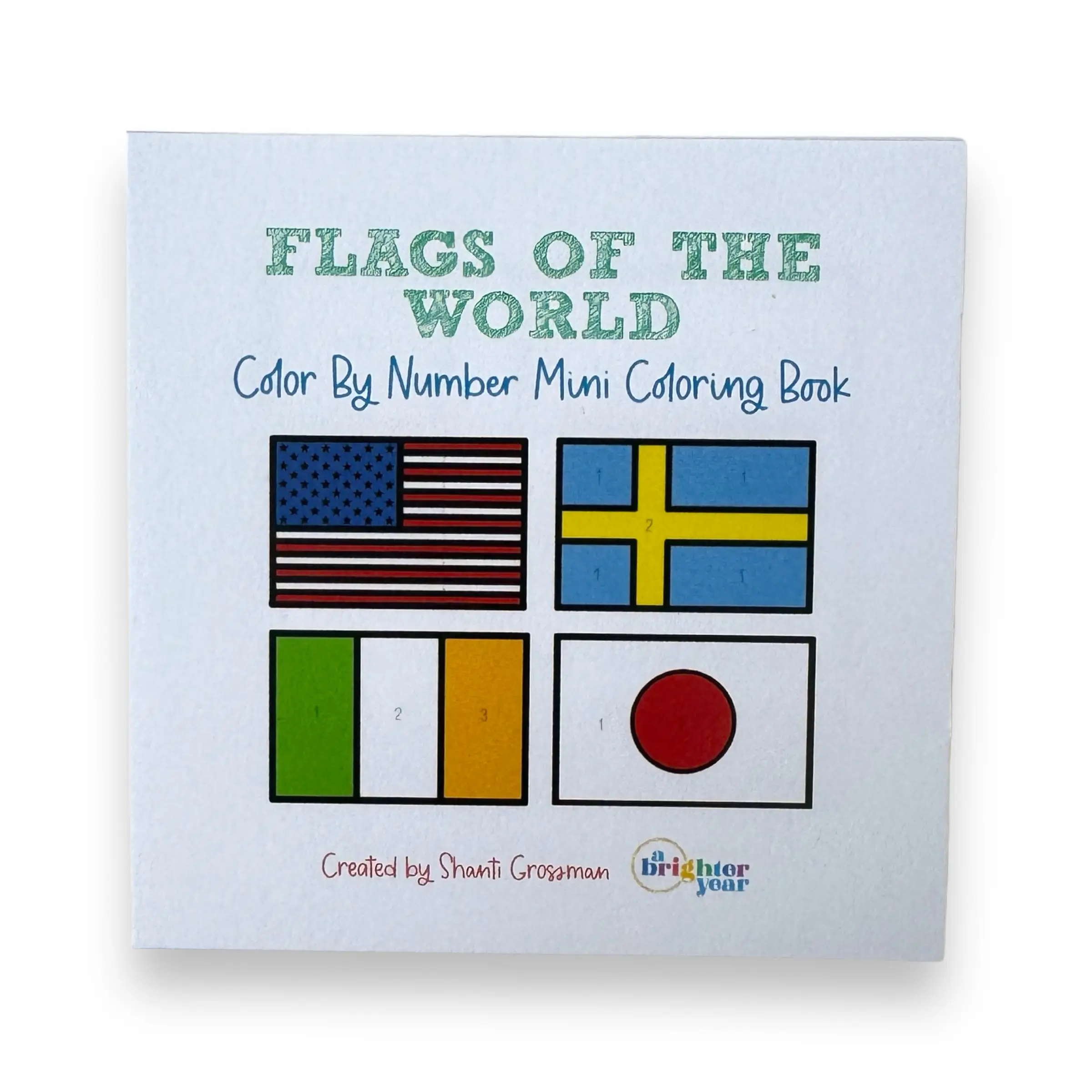 Flags of the World Color by Number Mini Coloring Book, A Brighter Year, Adult Coloring Book, Simple, Bold, Easy