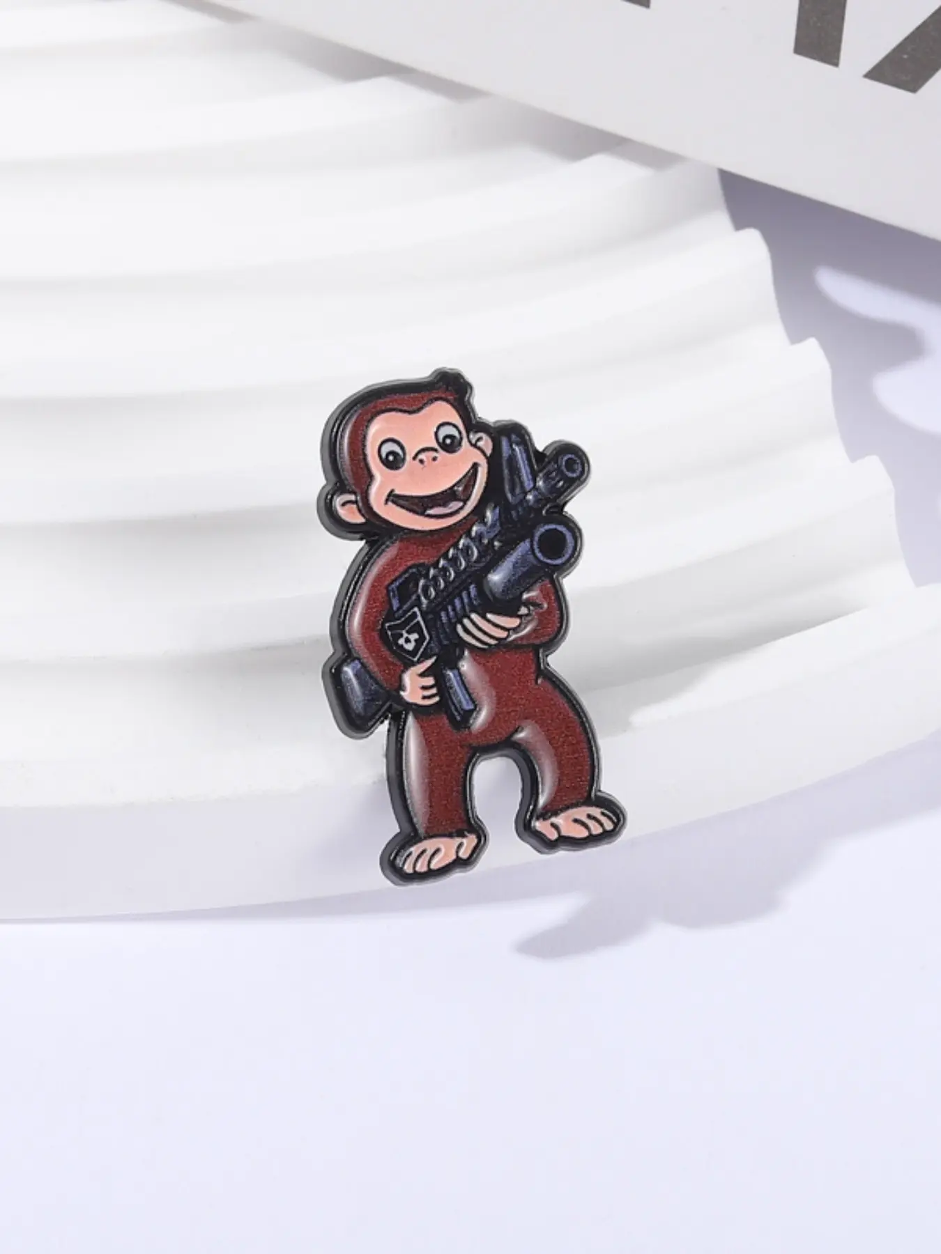 Creative Cartoon Badge, Funny Monkey Holding Gun Design, Unique Style Accessory for Fun Decor & Personalized, Durable Metal Pins, Men Accessories, Fashion Accessory