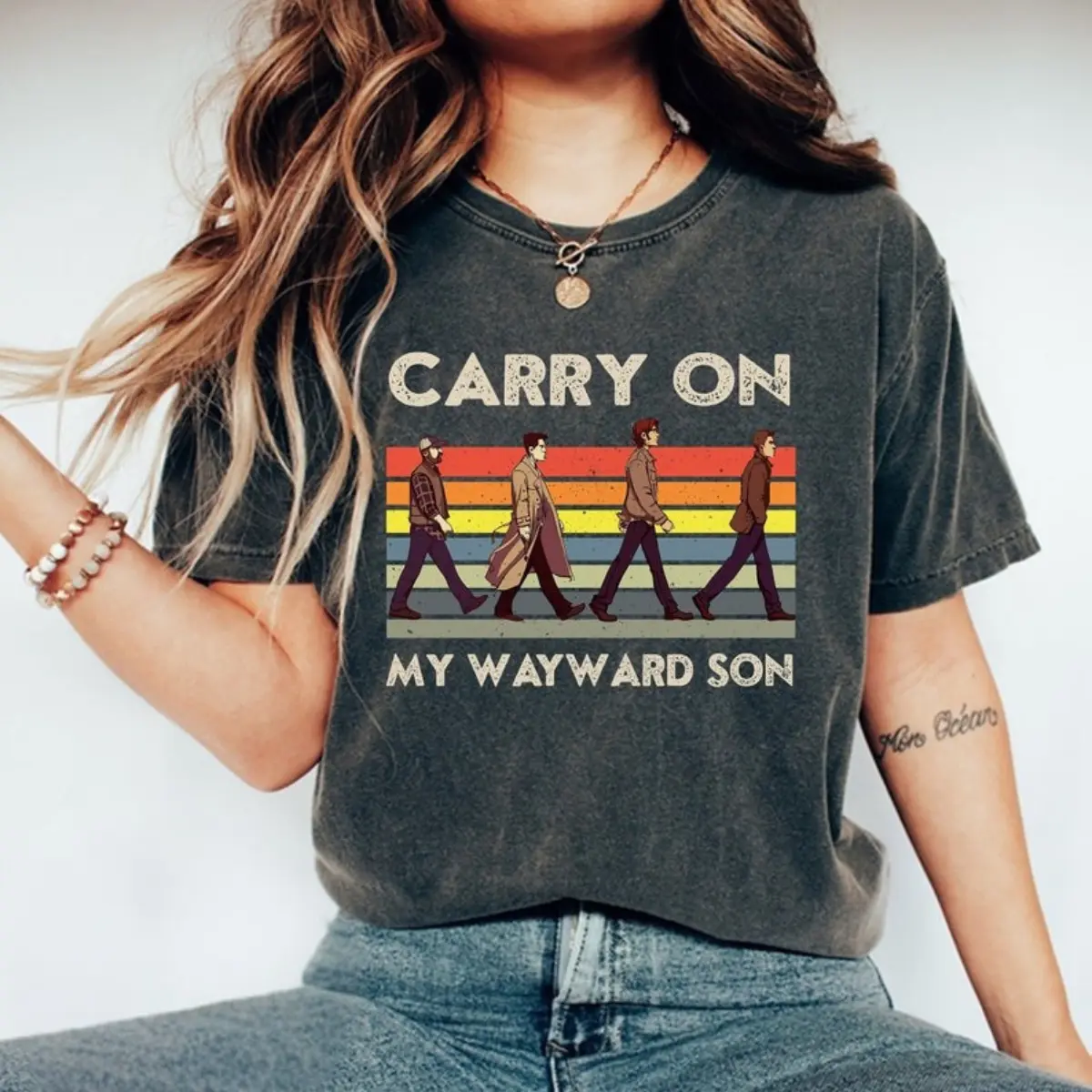 Comfort Colors Supernatural Carry On My Wayward Son Vintage Comfort Colors Shirt T-Shirt, Trendy Abbey Road Shirt, Supernatural Shirt, Winchester Shirt2023, Fan Gift Unisex Top
