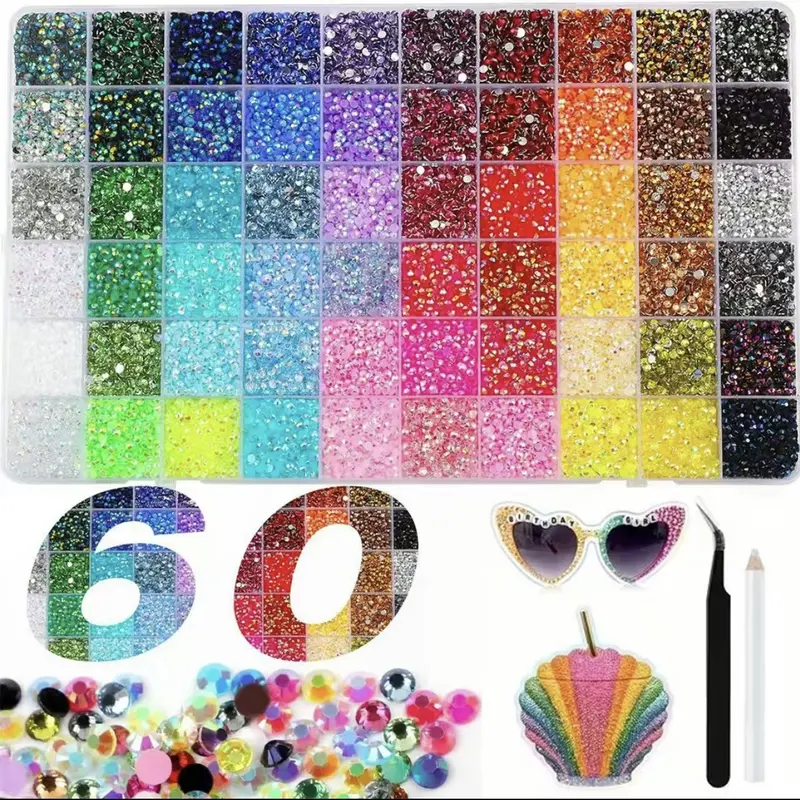 backtoschool bedazzling kit Vibrant gemstones 32,000 resin crystal beads, with tweezers, 3mm, used for decorating clothes, water cups, shoes and other items