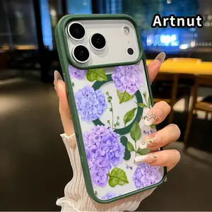 Magnetic Phone Case for iPhone 17 Pro Max 16 Plus 15 14 13 12 11 Air E Lavender Hydrangea Dream Printed Clear Acrylic All Coverage Cover Support Wireless Charging for boy girl