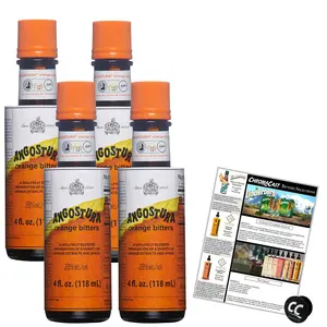 Angostura Orange Bitters 4oz Bottle 4-Pack Premium Ingredients Cocoa Bitters for Professional Mixologists Versatile for Cocktails and Dishes