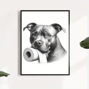 1pc Pit Bull Terrier Dog Canvas Poster - & Pitbull Art Print, Minimalist & Dog Painting for Home, Office, Living Room, Cafe, Dorm Decor - Unframed Wall Decoration Gift For Dog Lovers, Dog Decor, Office Artwork, Highquality Print, Home Decoration